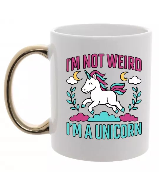 Чашка с цветной ручкой I`m not weird Золото фото