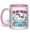 Чашка с цветной ручкой I`m not weird Нежно розовый фото