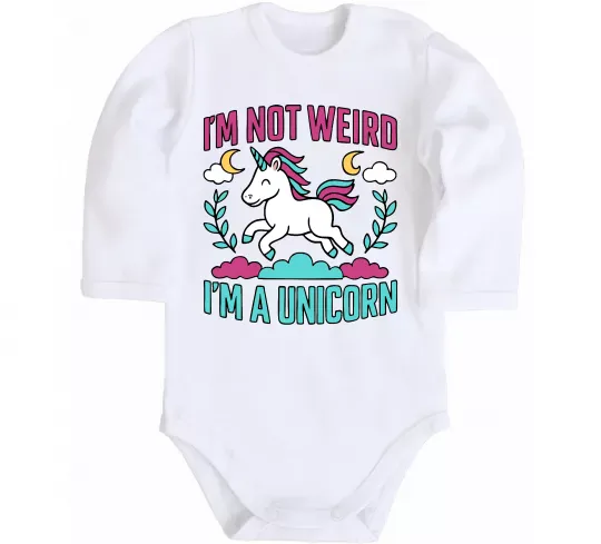 Дитячий бодік I`m not weird Білий фото