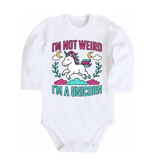 Дитячий бодік I`m not weird Білий фото