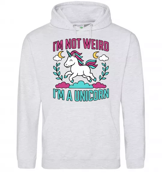 Женская толстовка (худи) I`m not weird Серый меланж фото