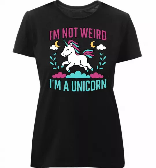 Женская премиум футболка I`m not weird Черный фото