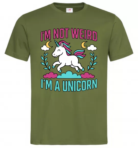 Чоловіча футболка I`m not weird Оливковий фото