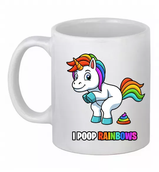 Чашка керамічна I poop rainbows Білий фото