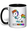 Чашка з кольоровою ручкою I poop rainbows Чорний фото