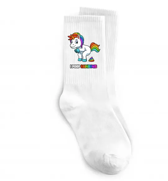 Носки I poop rainbows Белый фото