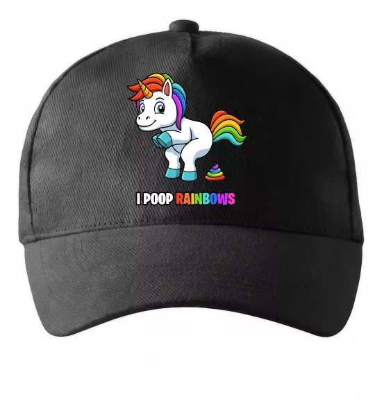 Кепка I poop rainbows Черный фото