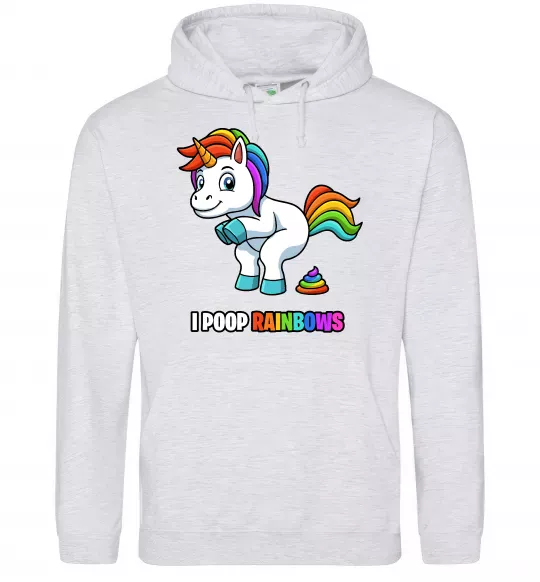 Чоловіча толстовка (худі) I poop rainbows Сірий меланж фото