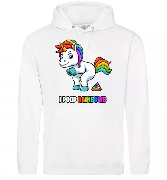 Женская толстовка (худи) I poop rainbows Белый фото