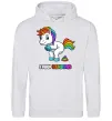 Женская толстовка (худи) I poop rainbows Серый меланж фото