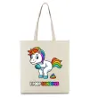 Еко-сумка I poop rainbows Бежевий фото