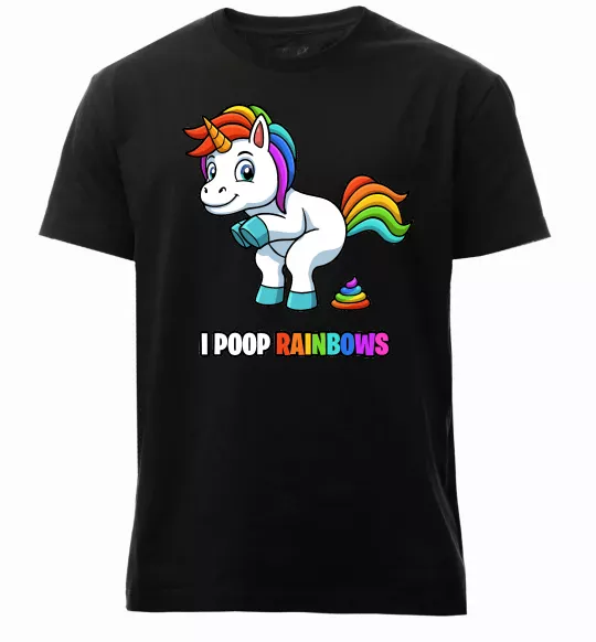 Мужская премиум футболка I poop rainbows Черный фото