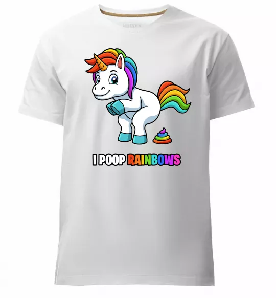 Мужская премиум футболка I poop rainbows Белый фото