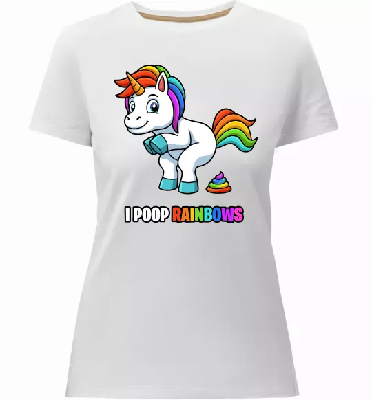 Женская премиум футболка I poop rainbows Белый фото