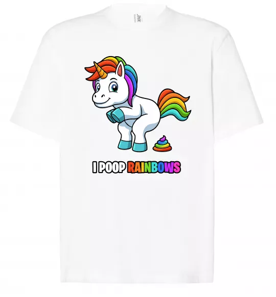 Футболка Оверсайз I poop rainbows Білий фото