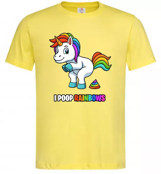 Чоловіча футболка I poop rainbows Лимонний фото