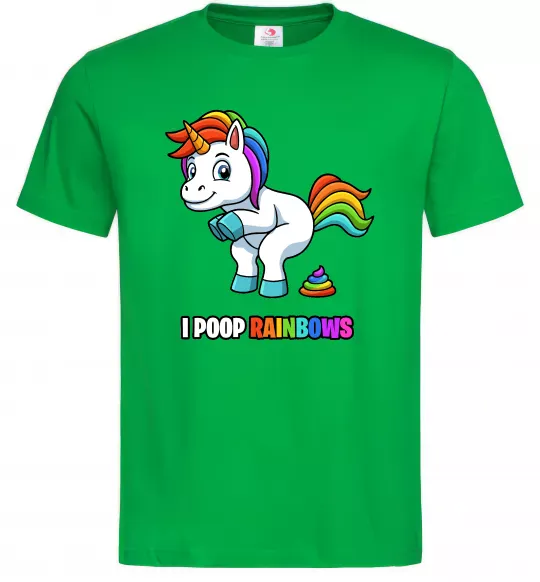 Чоловіча футболка I poop rainbows Зелений фото