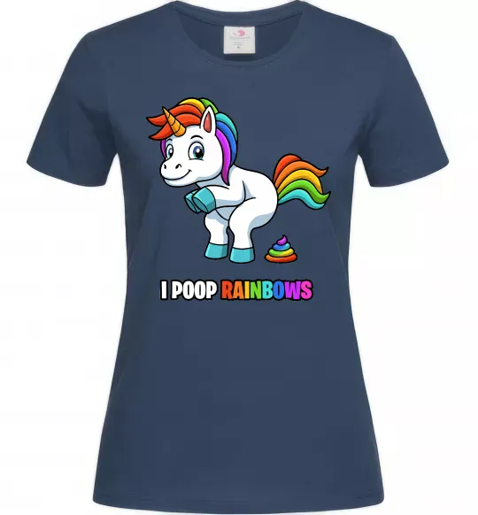 Жіноча футболка I poop rainbows Темно-синій фото
