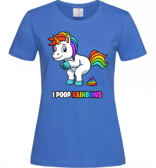 Жіноча футболка I poop rainbows Яскраво-синій фото