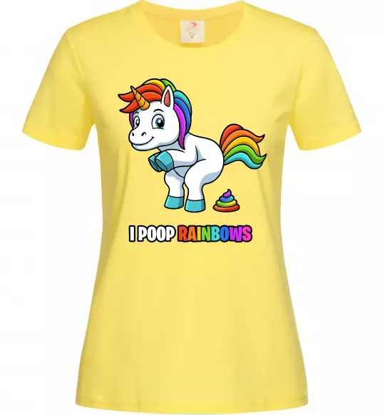 Жіноча футболка I poop rainbows Лимонний фото