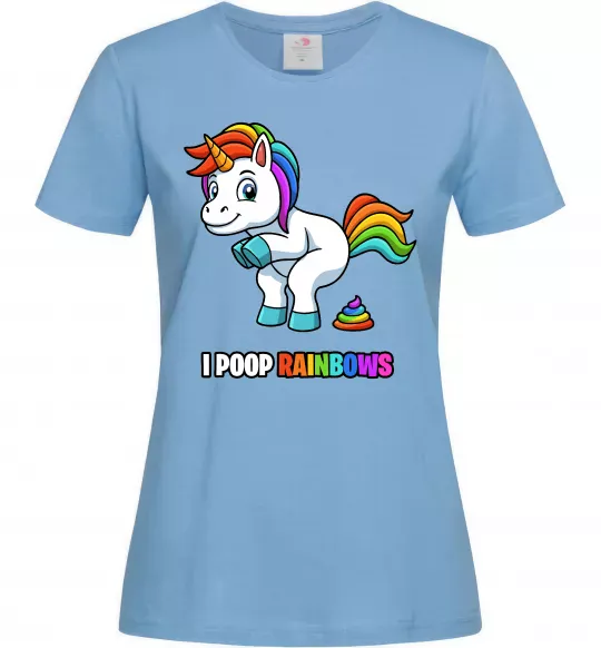 Жіноча футболка I poop rainbows Блакитний фото