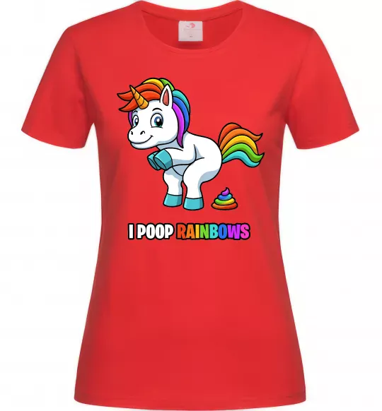 Жіноча футболка I poop rainbows Червоний фото