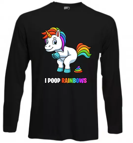 Лонгслів I poop rainbows Чорний фото