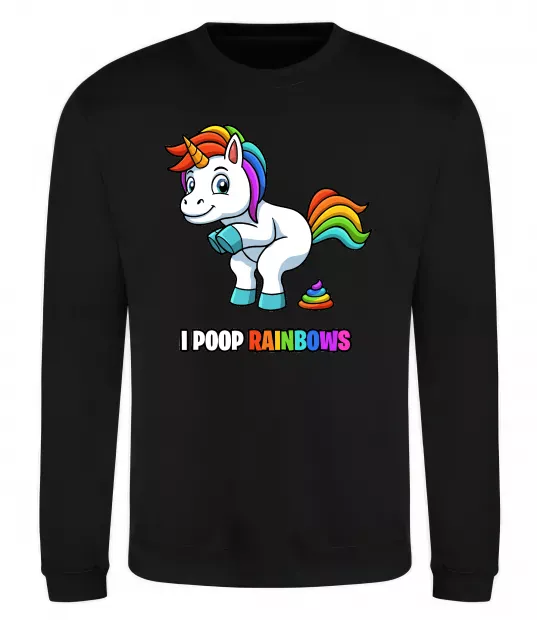 Свитшот I poop rainbows Черный фото