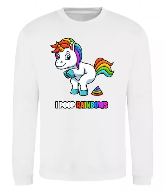 Свитшот I poop rainbows Белый фото