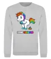 Свитшот I poop rainbows Серый меланж фото