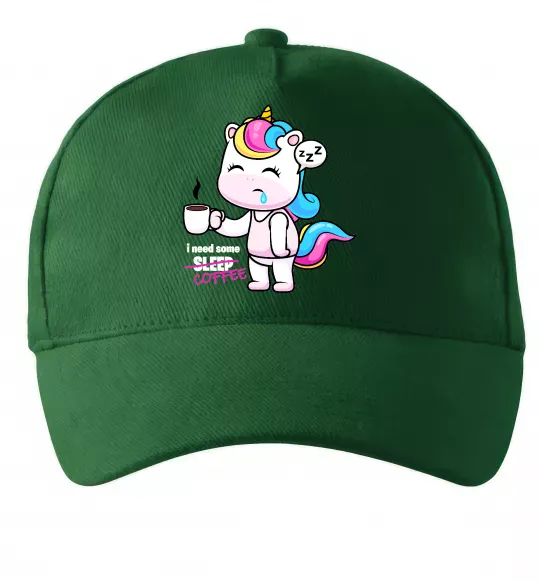 Кепка I need some coffee Темно-зелений фото