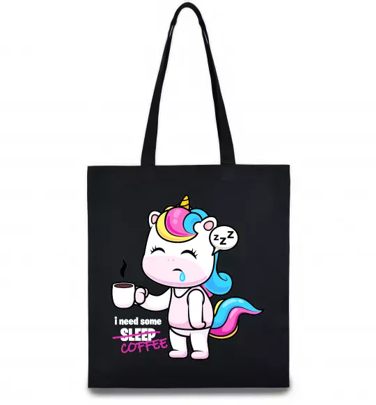 Еко-сумка I need some coffee Чорний фото