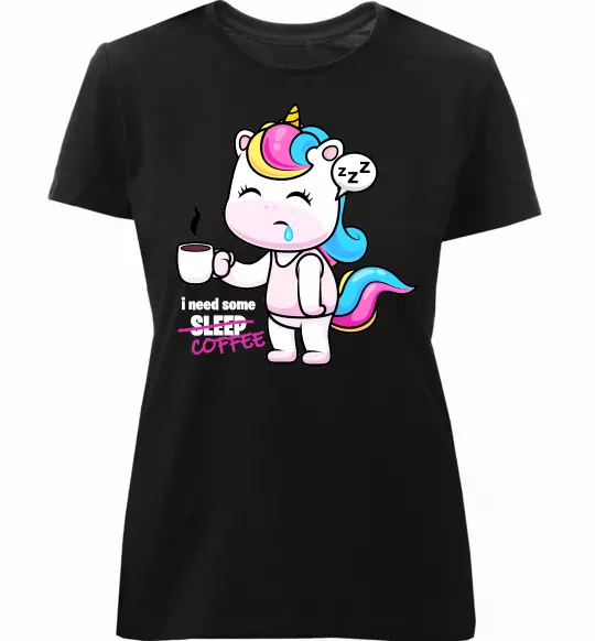 Женская премиум футболка I need some coffee Черный фото
