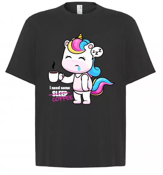 Футболка Оверсайз I need some coffee Черный фото