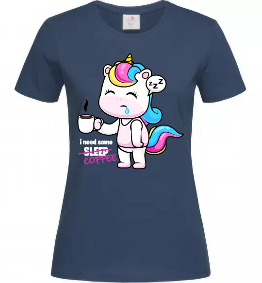 Женская футболка I need some coffee Темно-синий фото