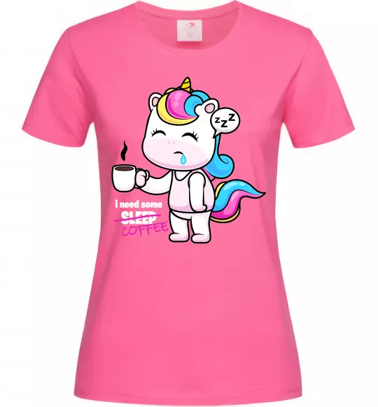 Женская футболка I need some coffee Ярко-розовый фото
