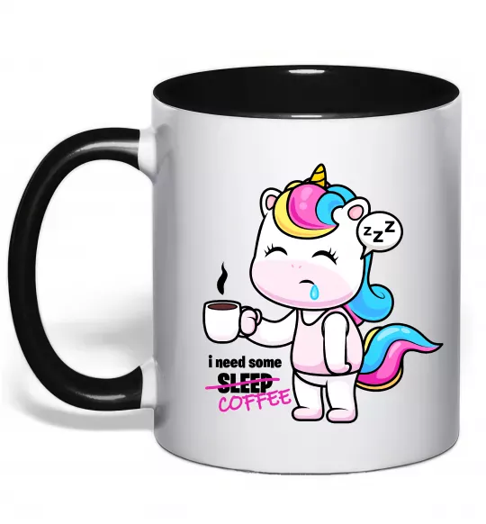 Чашка с цветной ручкой I need some coffee Черный фото