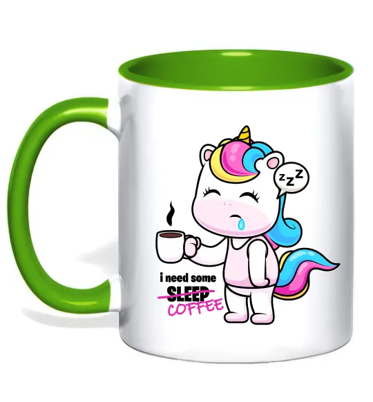 Чашка с цветной ручкой I need some coffee Лаймовый фото