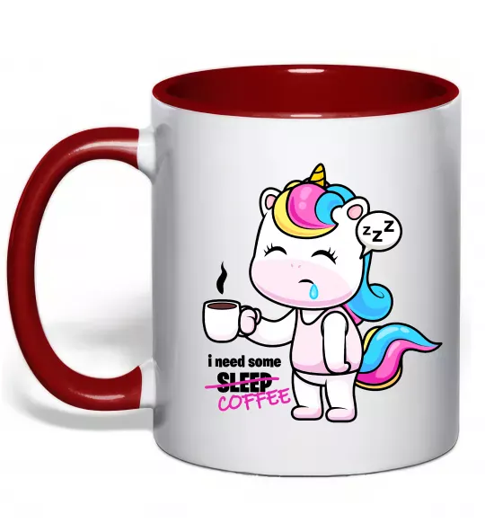 Чашка с цветной ручкой I need some coffee Красный фото