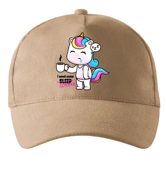 Кепка I need some coffee Песочный фото