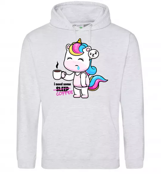 Мужская толстовка (худи) I need some coffee Серый меланж фото