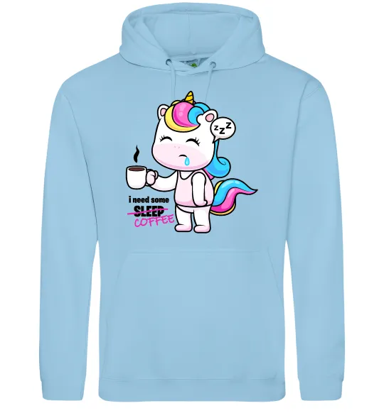 Женская толстовка (худи) I need some coffee Голубой фото