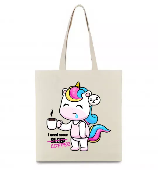 Еко-сумка I need some coffee Бежевий фото