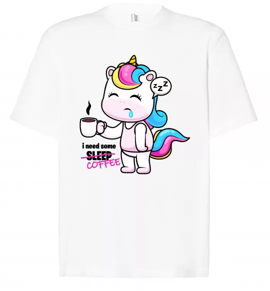 Футболка Оверсайз I need some coffee Белый фото