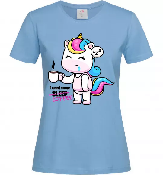 Женская футболка I need some coffee Голубой фото