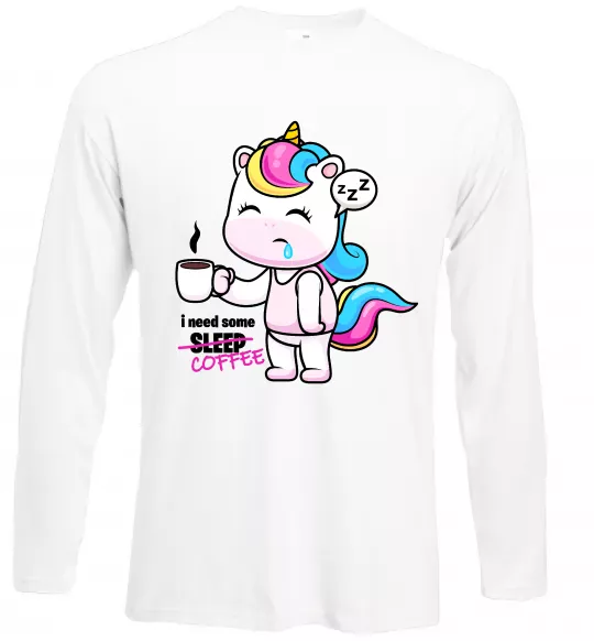 Лонгслів I need some coffee Білий фото