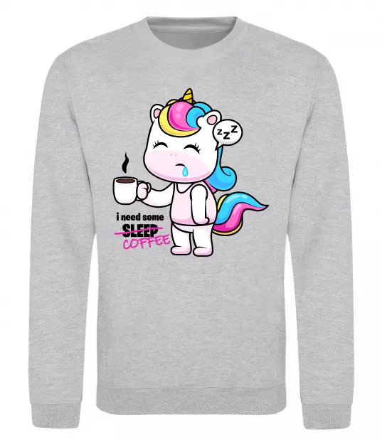 Свитшот I need some coffee Серый меланж фото