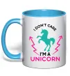 Чашка з кольоровою ручкою I`m unicorn Блакитний фото