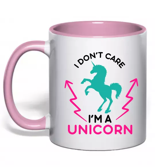 Чашка з кольоровою ручкою I`m unicorn Ніжно рожевий фото