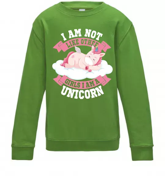 Детский Свитшот I am not like other girls Лаймовый фото